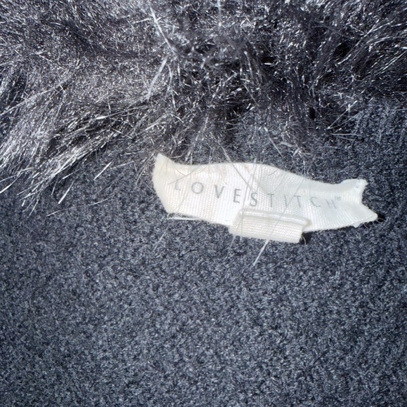 Lovestitch Charcoal Faux Fur Trim cardigan - Picture 7 of 7